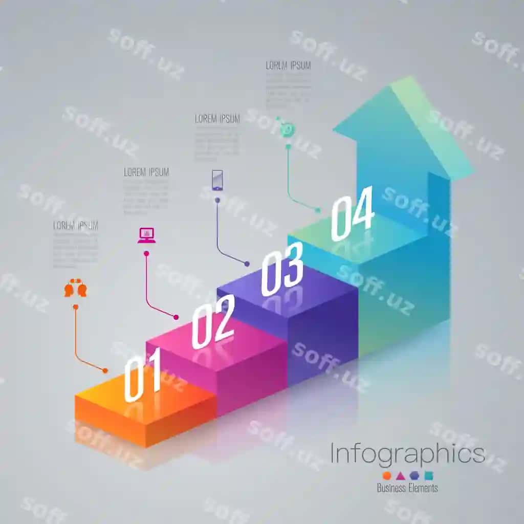 4 bosqich biznes chollama infografika elementlari | 4 steps business stair infographic elements