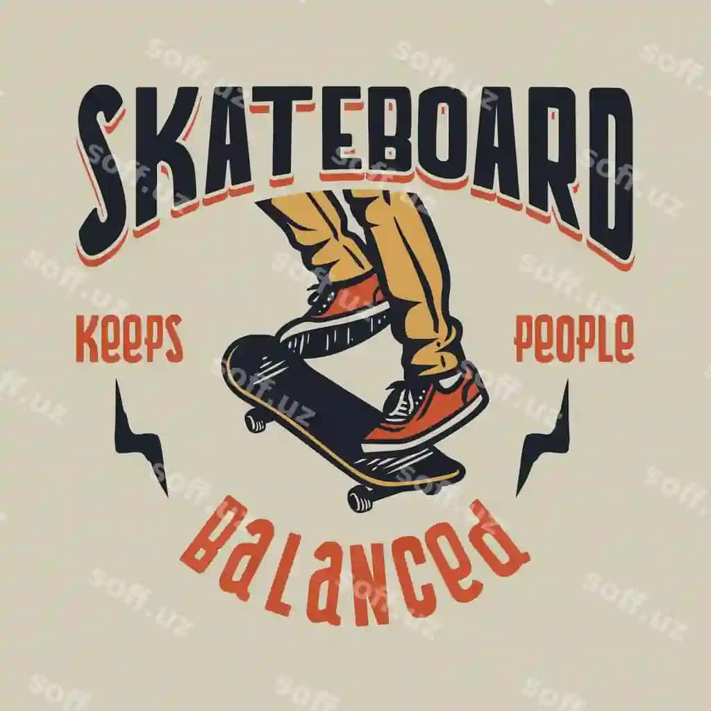 Skateboarding odamlarni tengvaznli saqlaydi ilhom beruvchi retro uslubdagi iquote | Skateboarding keeps people balanced inspirational quote retro style