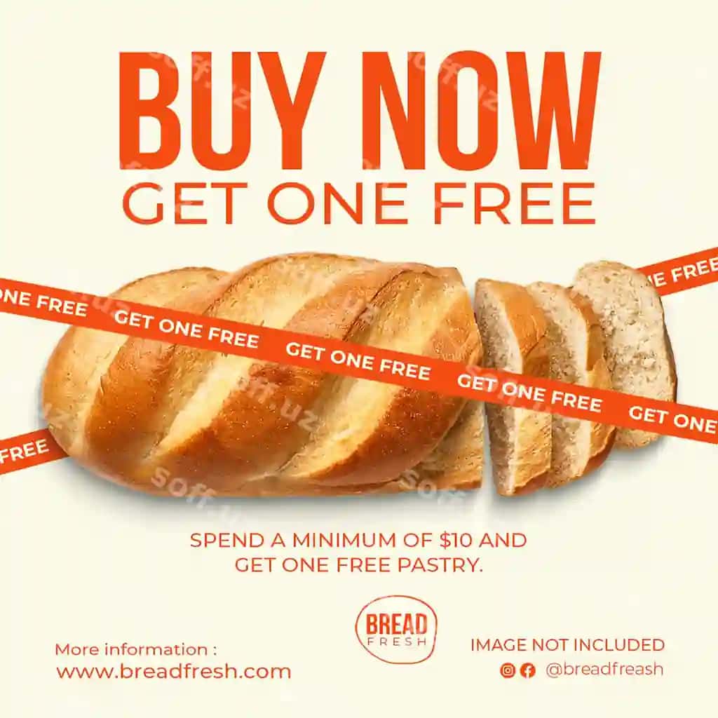 PSD novvoyxona noni hozir sotib oling bittasini bepul oling Instagram post shabloni | Psd bakery bread buy now get one free instagram post template