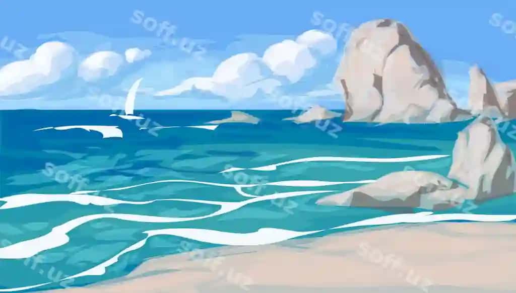 Dengi manzarası uslubidagi karyunasiya bosish kitoblar, pochta varaqalari, sovnatikalarni bezatish | Seascape style cartoon printing decorating books postcards souvenirs