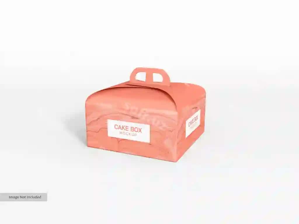 Tort kartoni uchun devorga asoslangan mockup | Curved paper cake box mockup