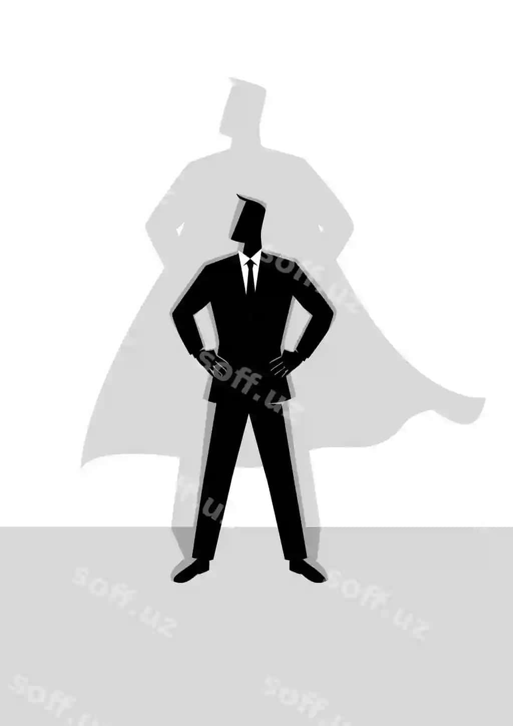 Superqahramon soyali biznesmen | Businessman with superhero shadow