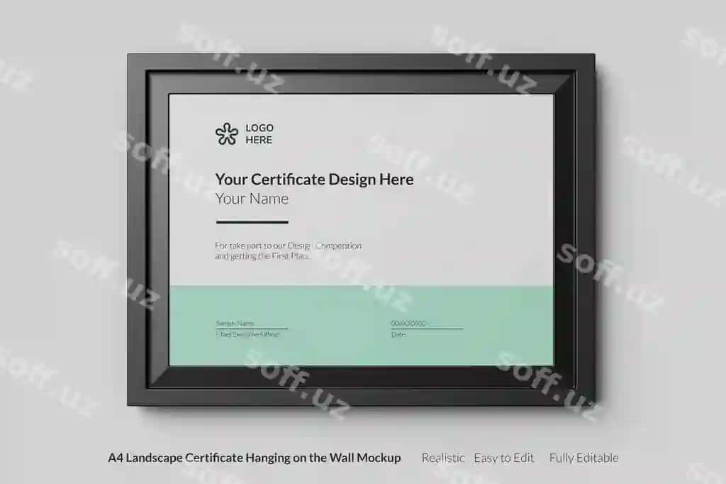 Zamonaviy sertifikat haqiqiy maket dizayni | Modern certificate realistic mockup design