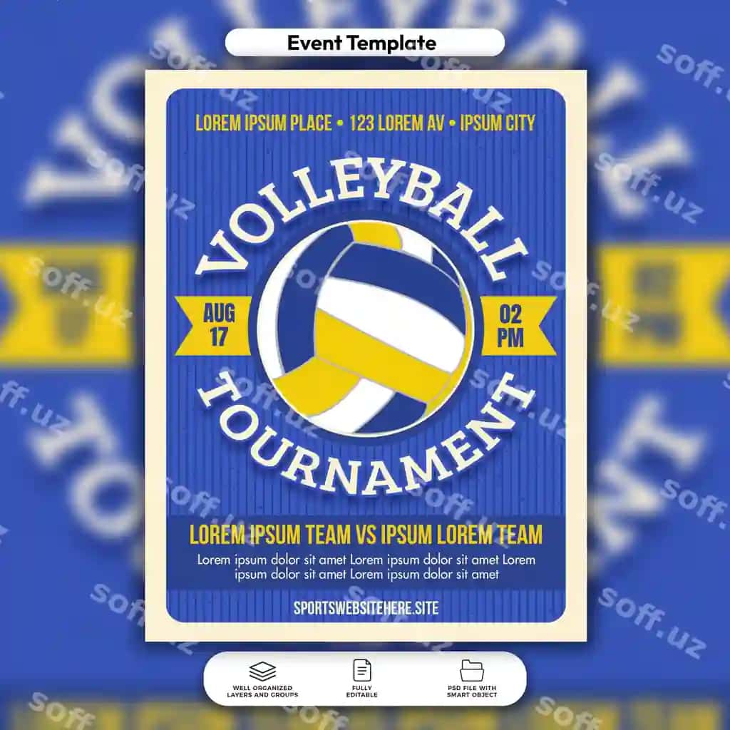 Psd voleybol turnir hodisasi flyer ijtimoiy media post shabloni | Psd volleyball tournament event flyer social media post template