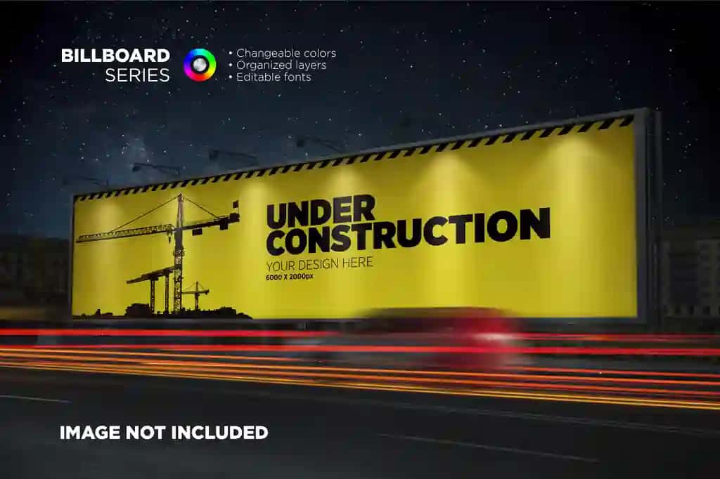 Katta banner maketi kechasi | Large banner mockup night