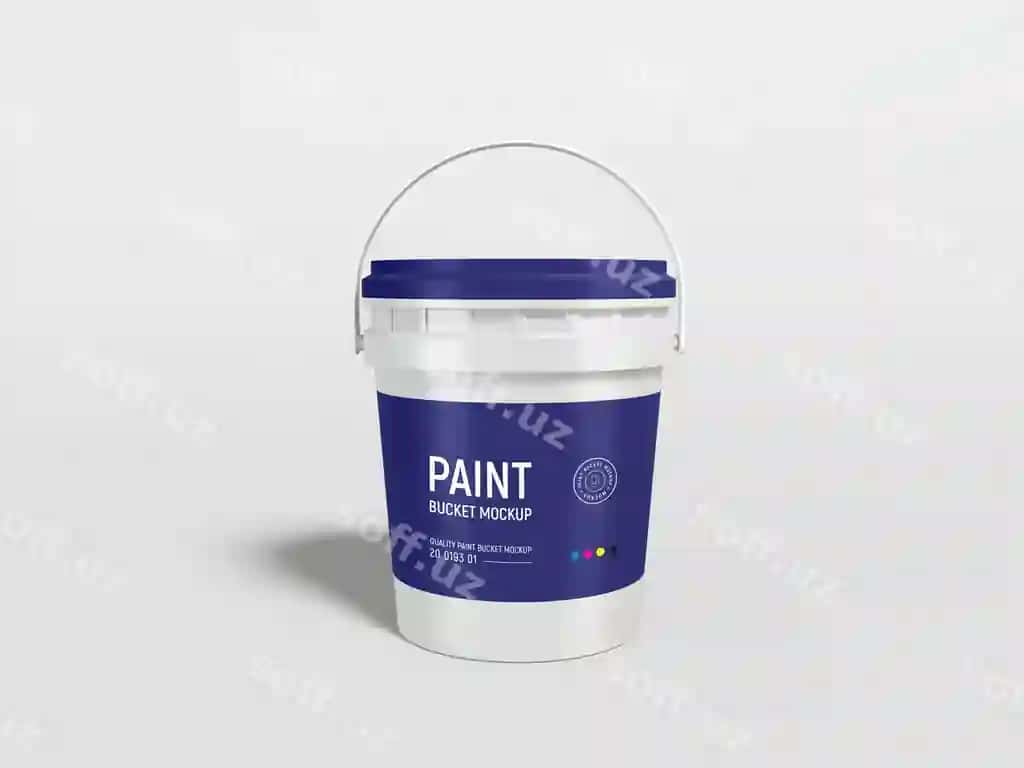 Plastik bo'yoq chelak qadoqlash maketi | Plastic paint bucket packaging mockup