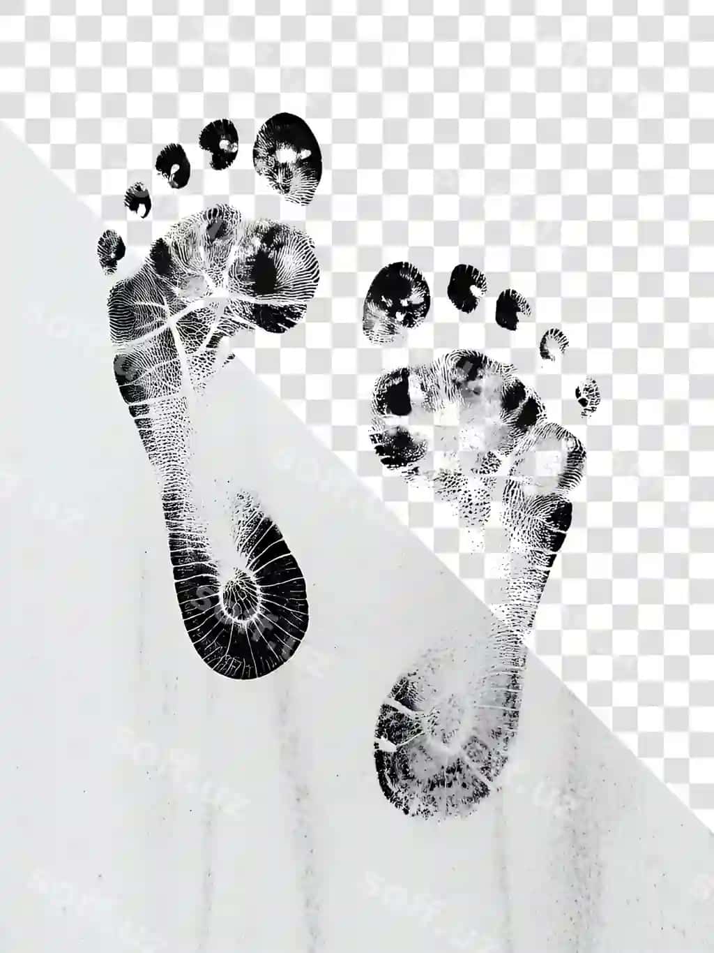 Kontrastli oyoq izlari minimalist oq fon | Contrasting footprints minimalist white background