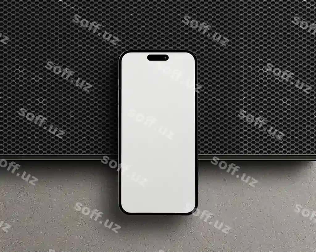 Oq telefon qora qop bilan, iphone yozilgan. | White phone with black cover that says iphone