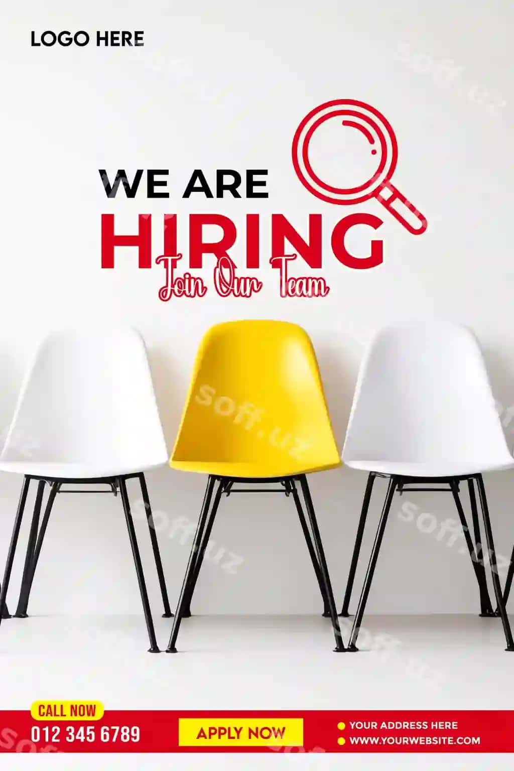 Kasblashgan ishga oluvchi banner matn joyi poster flyer | Professional hiring banner copy space poster flyer