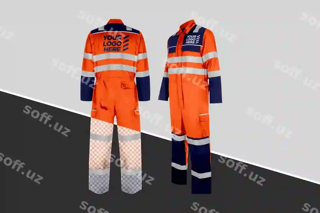 Yuqori ko'rinishli paltovka modeli | Hi vis coverall mockup