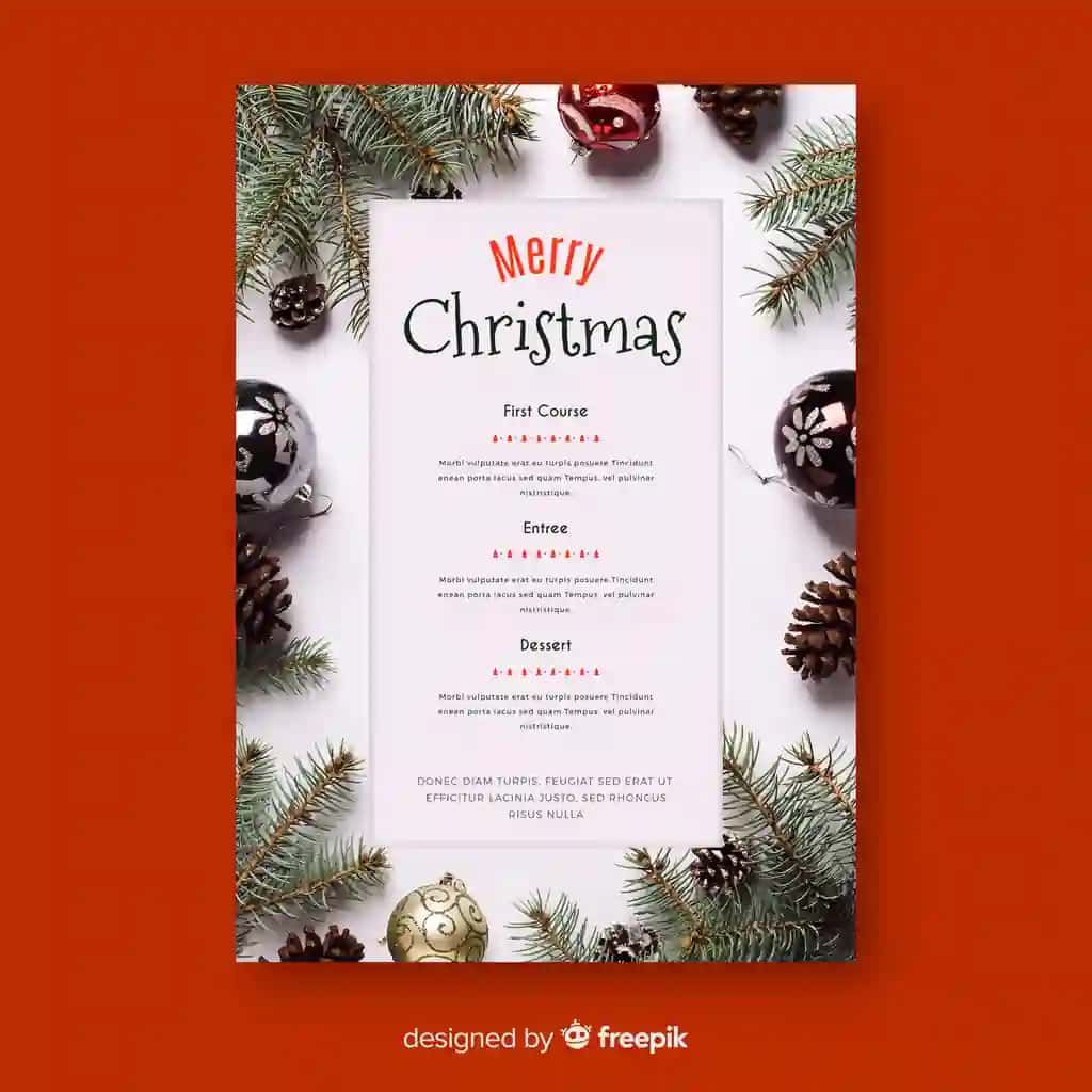 Fotosurat bilan Rojdestvo menyusi shabloni | Christmas menu template with photo