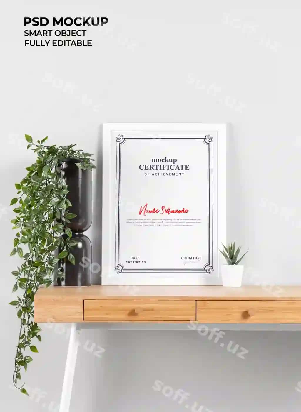 A4 sertifikat ramka maketi | A4 certificate frame mockup