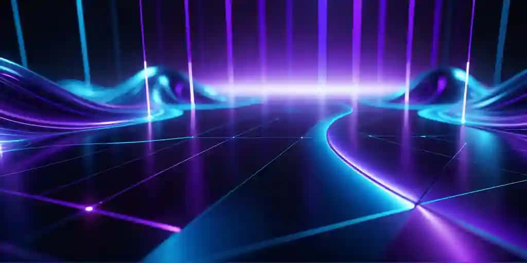 Mavhum texnologik yorug'lik chiziqlari ko'k binafsha hd fon | Abstract technological light lines blue purple hd background