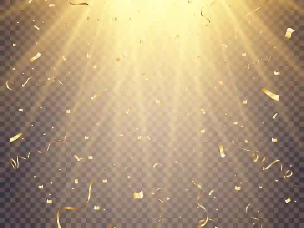 Oltin serpantin konfeti izolyatsiya qilingan qora fon vektor tasviri | Gold serpentine confetti isolated black background vector illustration