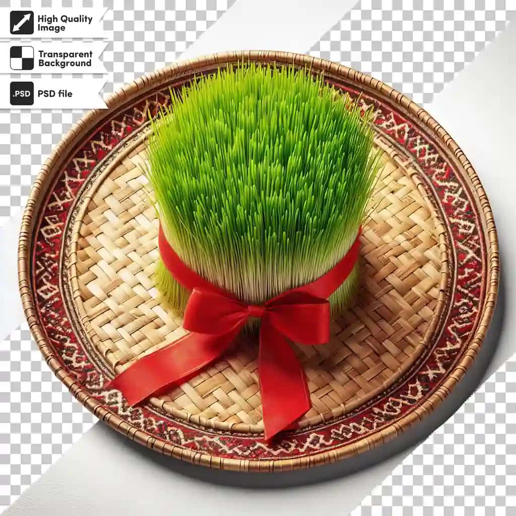 Psd Navro'zni yangi bayramona yashil o't nihollari bilan tabriklayman | Psd congratulations nowruz with fresh festive green herb sprout