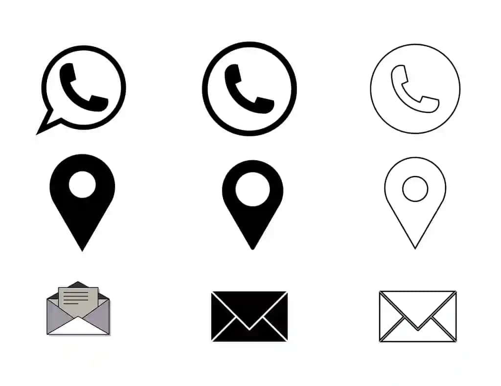 Bepul vektorli rasm massagelocationwebcall piktogramma to'plami | Free vector illustration massagelocationwebcall icon set