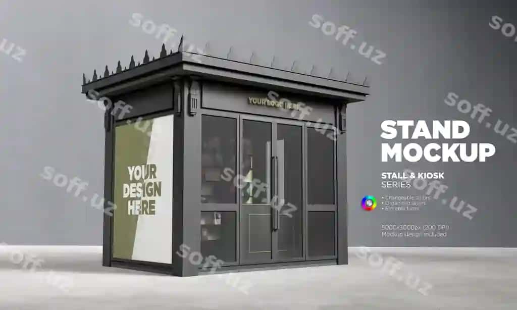 Reklama kiosk kitob do'kon namunasi | Advertising kiosk bookstore mockup