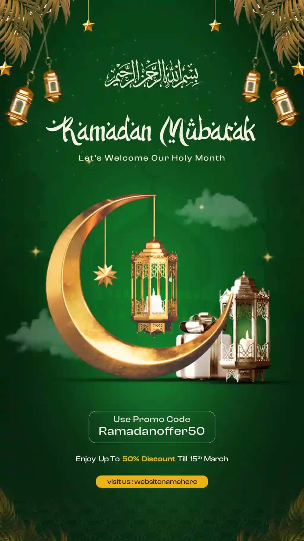 Ramazon muborak islomiy tabriklar ijtimoiy media instagram hikoya shabloni | Ramadan mubarak islamic greetings social media instagram story template