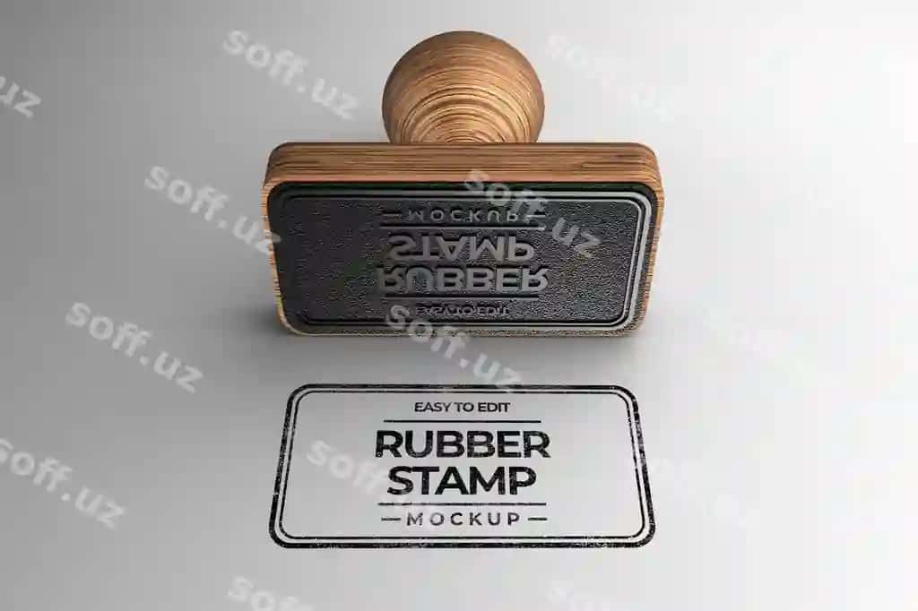 To'g'ri burchakli shaklidagi yog'ochli pochta namunasi | Rectangle shaped wooden stamp mockup