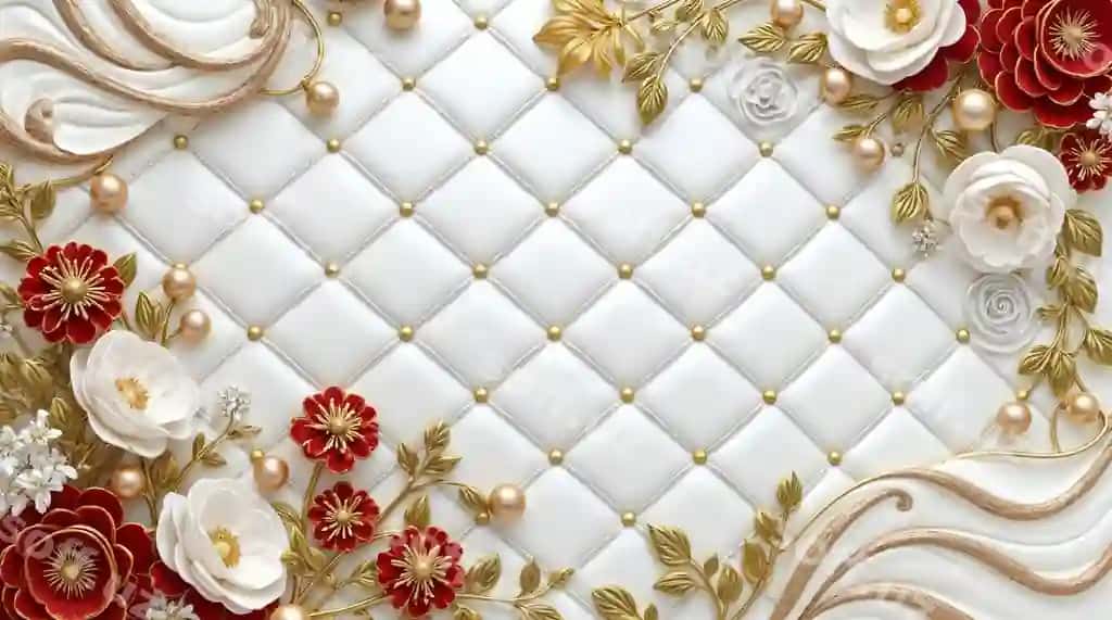Ko'rpali teksturali oltin aksentli nafis gulli kompozitsiya | Elegant floral arrangement with quilted texture gold accents