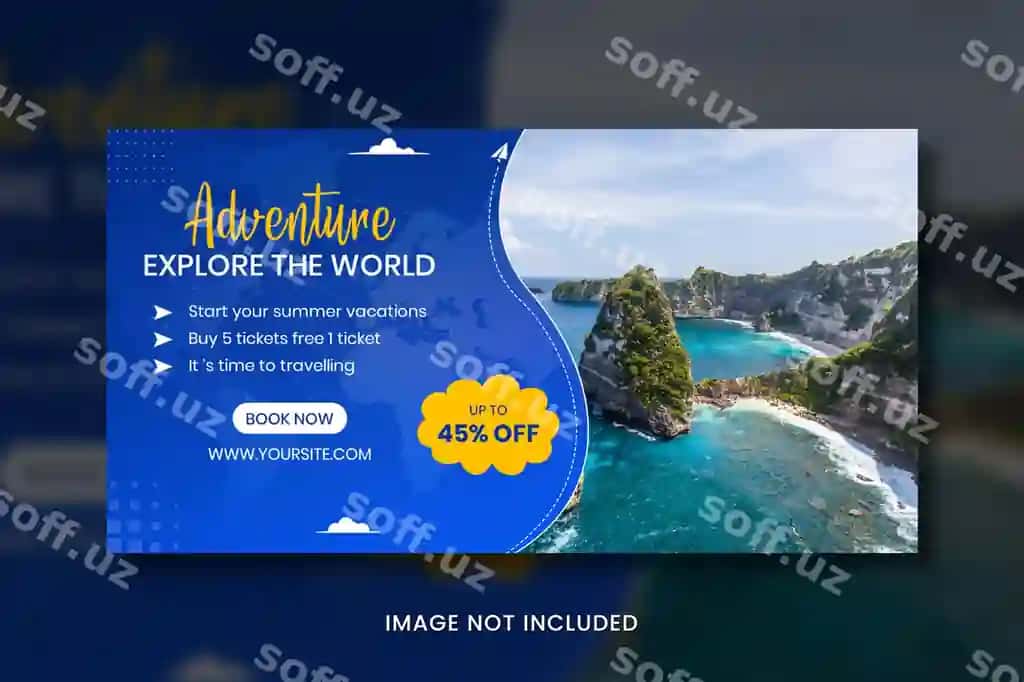 Yozgi sayohat dam olish ijtimoiy media shablonlari | Summer travel vacation social media templates