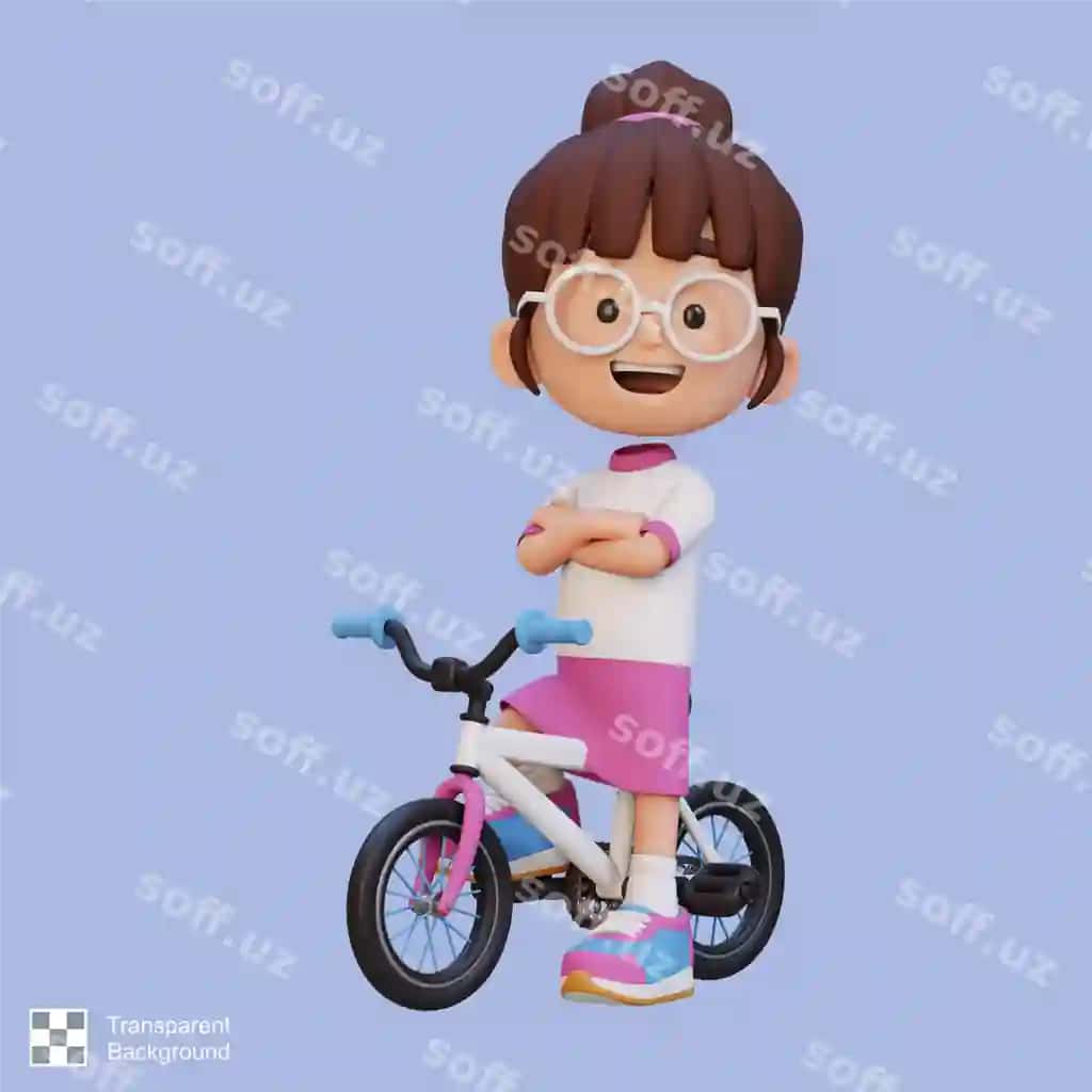 3D qiz shaxsiyati velosipedda yurib maktabga bormoq | 3d girl character ride bike go school