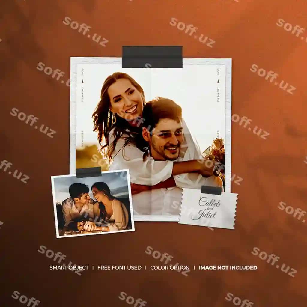 Romantik ijtimoiy media posti foto qog'oz freymalari moodboard mockup | Romantic social media post photo paper frames moodboard mockup