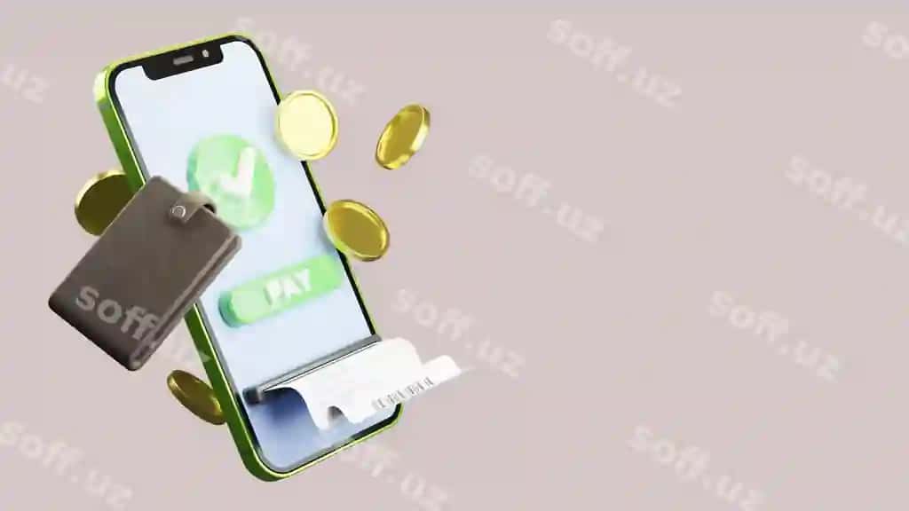 3d render qilish onlayn to'lov mobil illustratsiya | 3d rendering online payment mobile illustration