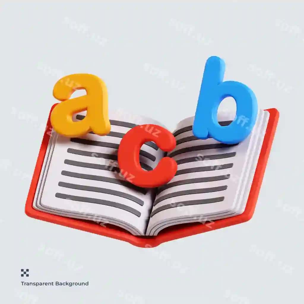 Kitob o'qish 3d illyustratsiya | Reading book 3d illustration