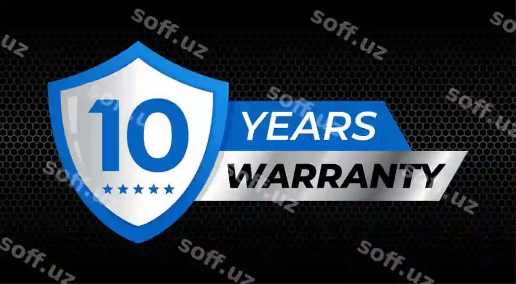 10 yil kafolat qalqoni yorlig'i belgisi nishoni dizayni ko'k kumush rang | 10 years warranty shield label icon badge design blue silver color