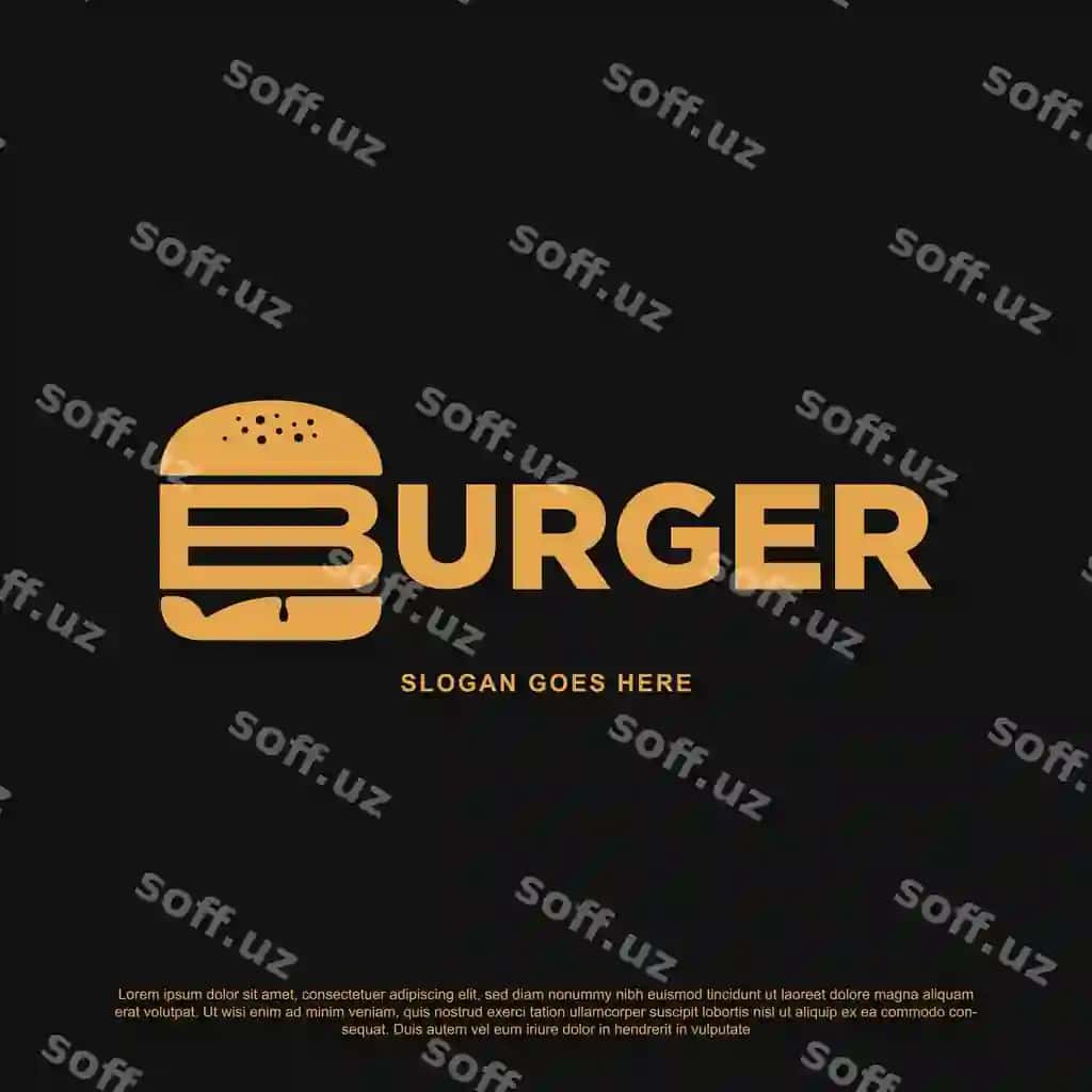 Ijodkor burger harf stili logotip dizayni vektor etiketka menyu dizayni restoran | Creative burger lettering logo design vector label menu design restaurant