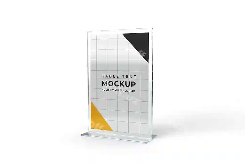 Akrilik stol tentsi mockup | Acrylic table tent mockup