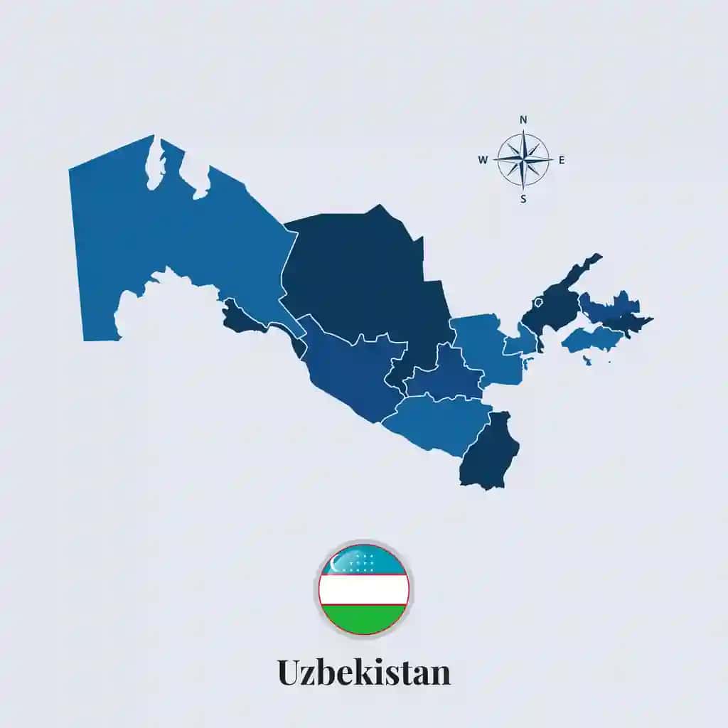 O'zbekiston bayrog'i bilan O'zbekiston bayrog'i xaritasi | Uzbekistan map with flag uzbekistan flag map