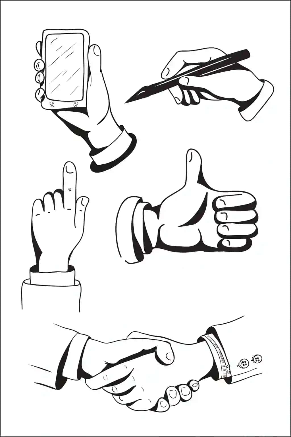 Qo'lda chizilgan qo'llar vektor tasvirini o'rnating | Set hand drawn hands vector illustration