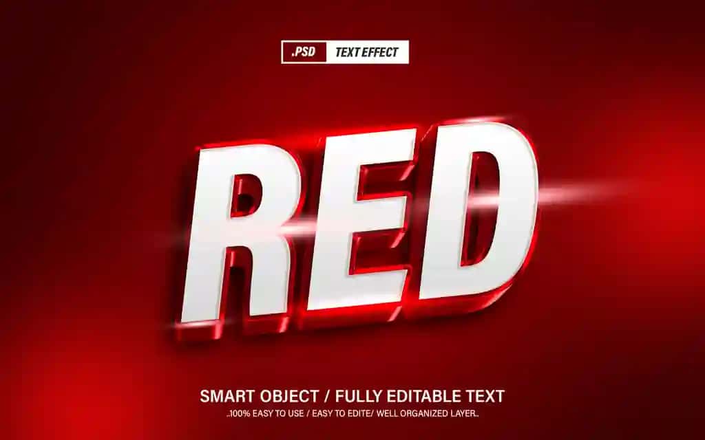 Qizil tahrirlanadigan 3D matn effekti uslubi | Red editable 3d text effect style