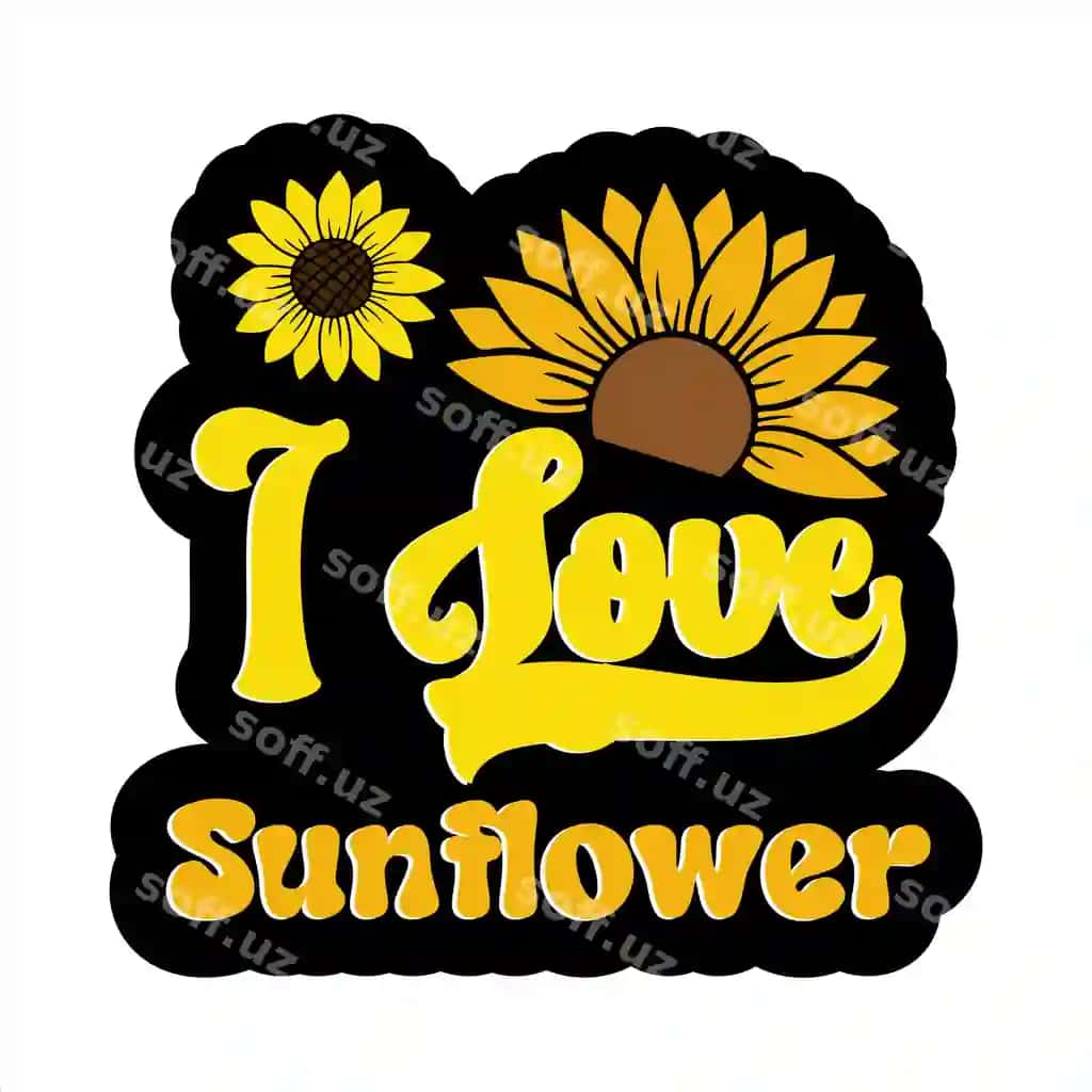 Men kungaboqarni yaxshi ko‘raman degan stiker | Sticker that says i love sunflower