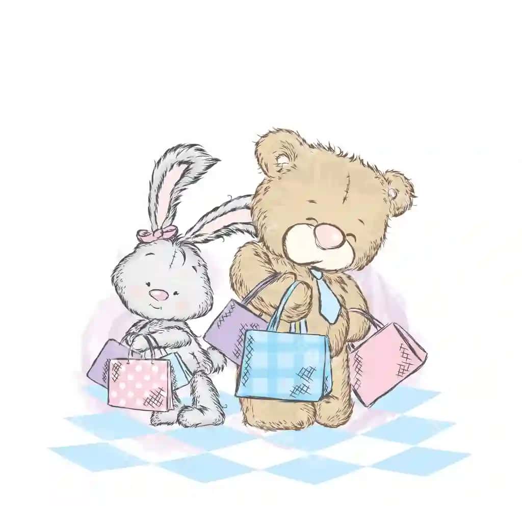 Xaridlar bilan yoqimli quyoncha ayiqcha | Cute bunny teddy bear with purchases
