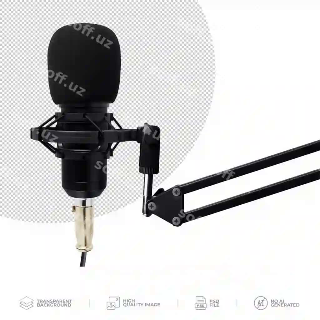 Shaffof old oyna filtri bilan professional studiya mikrofon | Professional studio microphone with windscreen filter transparent