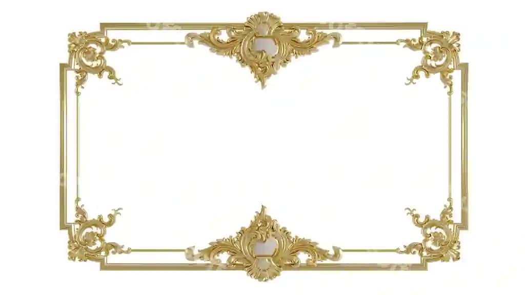 Dekorativ oltin vintaj ramkalar, oltin barokka ramkasi, oq fon | Decorative golden vintage frames golden baroque frame white background