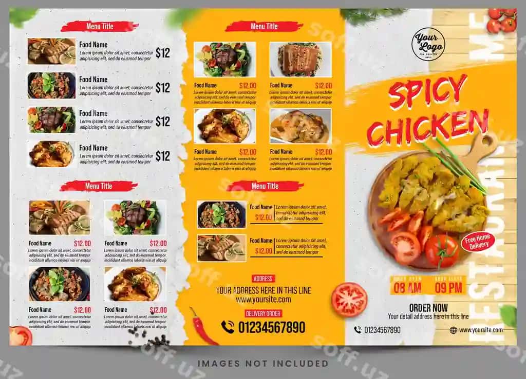 Menyu achchiq qovoq bilan taom rasmi | Menu spicy chicken with picture food it 2