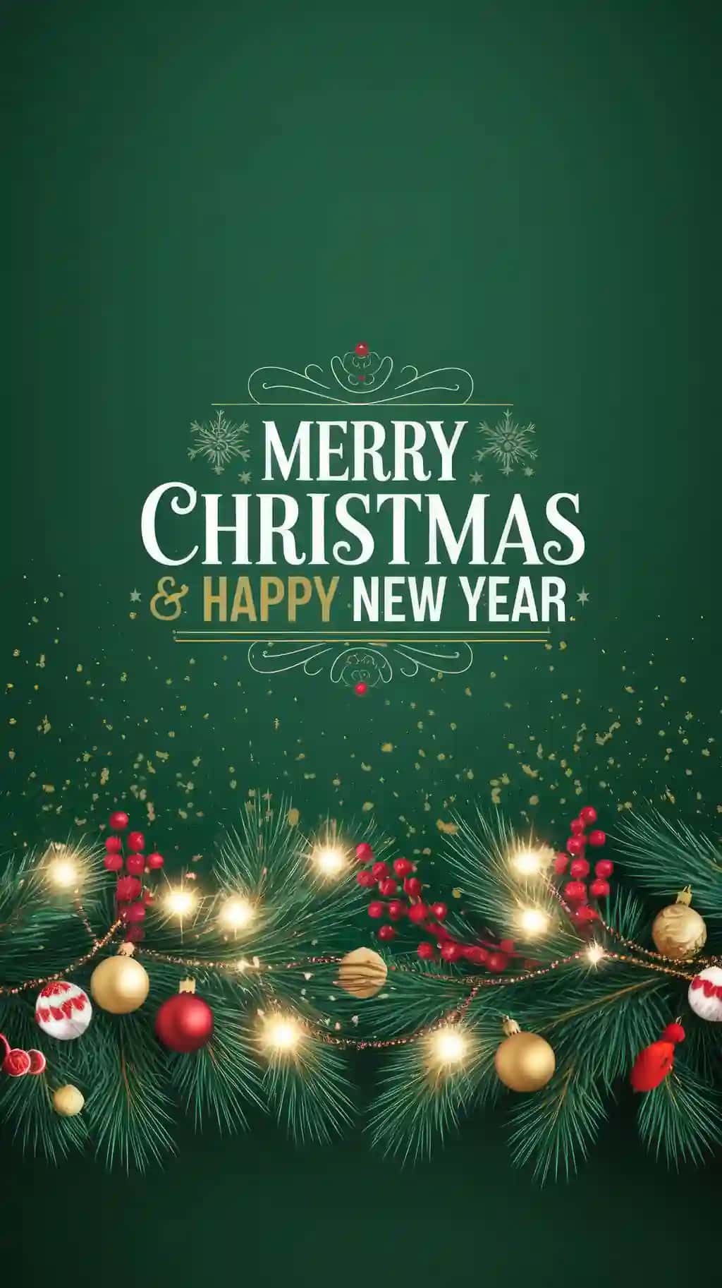 An'anaviy bayram bezaklari bilan tantanali Rojdestvo yangi yil tabriknomasi | Festive christmas new year greeting card with traditional holiday decorations