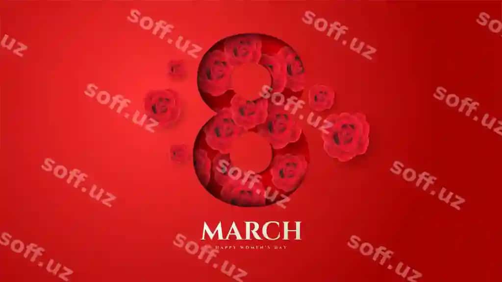 Ayollar kuni fon illustratsiyasi 8 raqamli gullar va daryachalari | Women s day background with illustration number 8 flowers branches