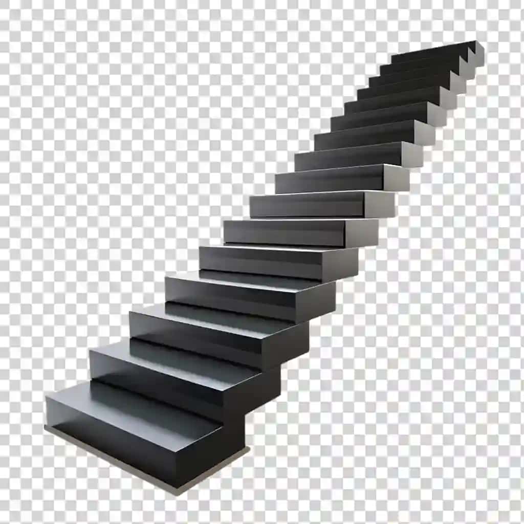 Qora zinapoyalar izolyatsiya qilingan shaffof fon | Black stairs isolated transparent background