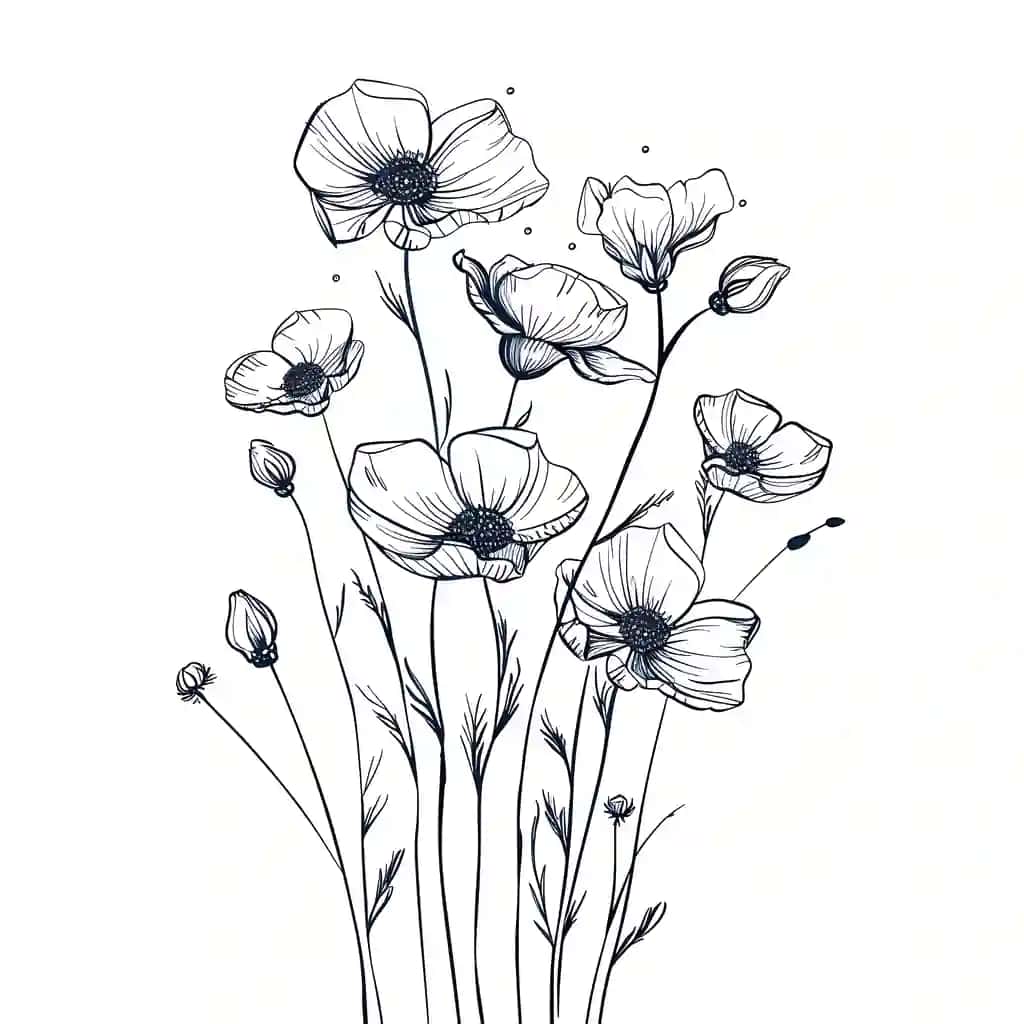 Oqlangan qo'lda chizilgan gulli tasvir | Elegant handdrawn floral illustration