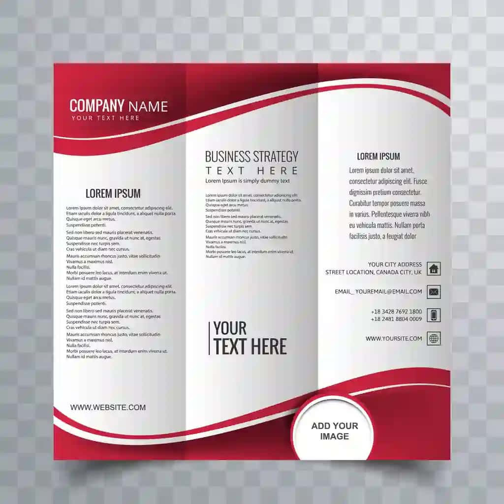 Qizil to'lqinli uch qavatli flayer tushunchasi | Red wavy trifold flyer concept