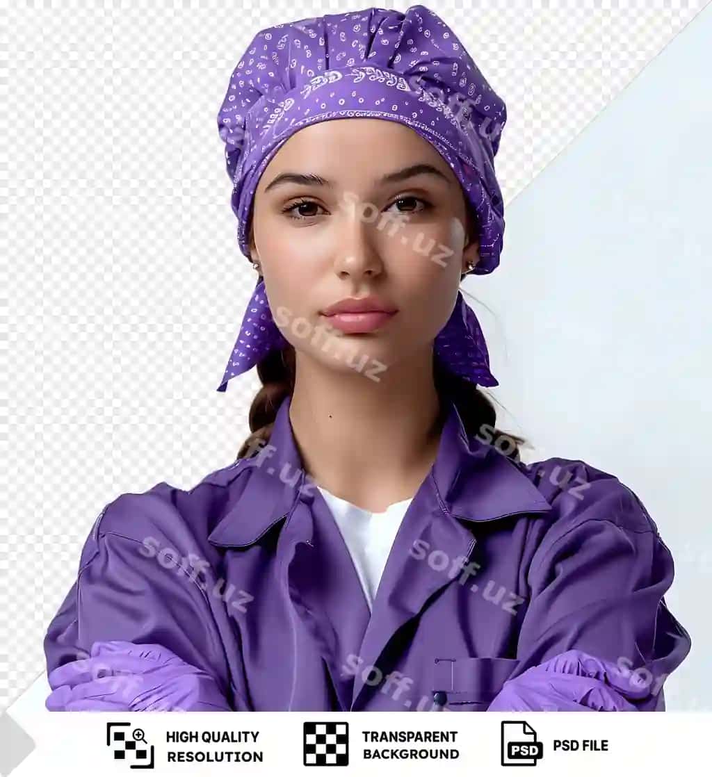 Ayol binafshe tibbiy kostyum qirsiq | Woman purple medical uniform gloves