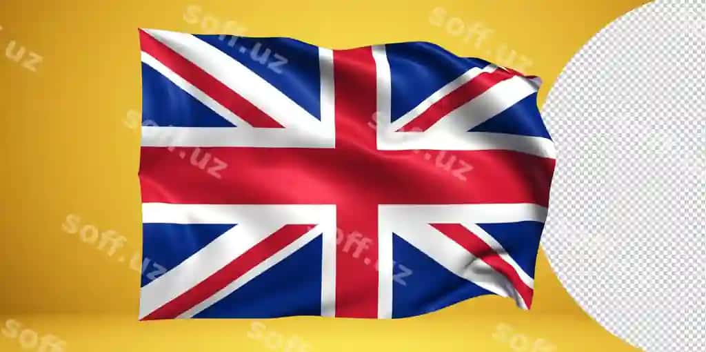 Buyuk Britaniya bayrog'ini hilpiratib, realistik izolyatsiya qilingan shaffof png | United kingdom waving flag realistic isolated transparent png