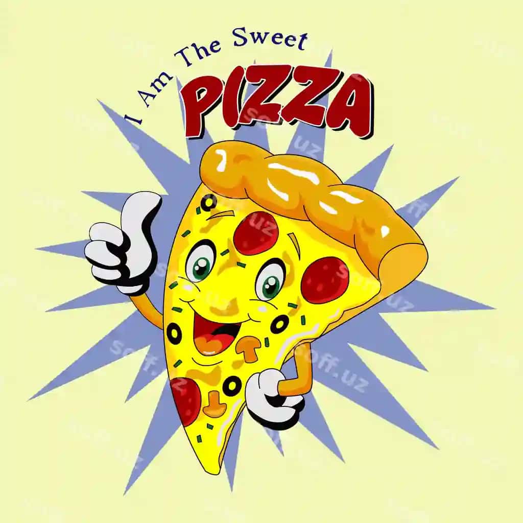 Shirin pitsa dizayn karykatura vektor illustratsiyasi | Sweet pizza design cartoon vector illustration