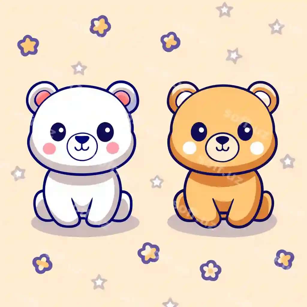 Ikki to'plangan hayvonlar jigarrang fon uyida o'tirgan. | Two stuffed animals are sitting brown background