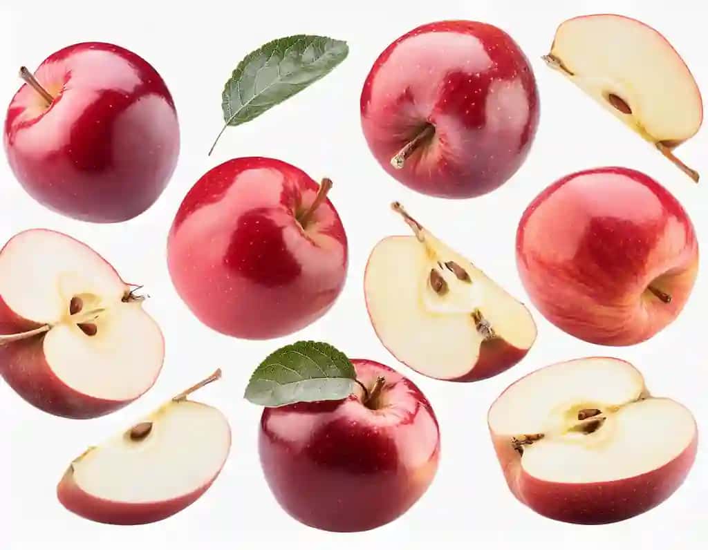 Ijodiy uchuvchi qizil olma dizayni oq fon | Creative flying red apple design white background